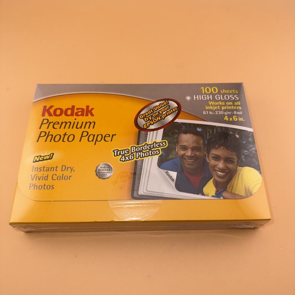 Kodak Premium Picture Paper 4 x 6" 100 Sheets Satin Inkjet Printers Compatible